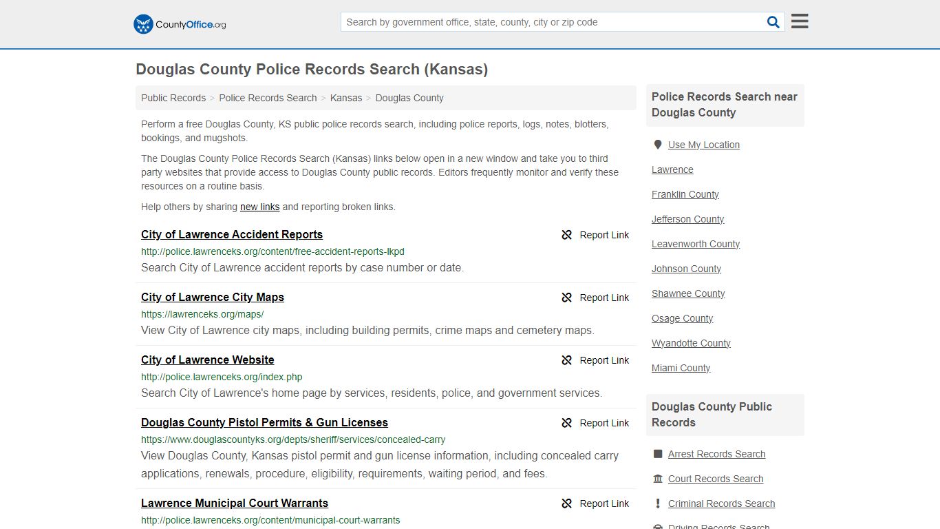 Douglas County Police Records Search (Kansas) - County Office